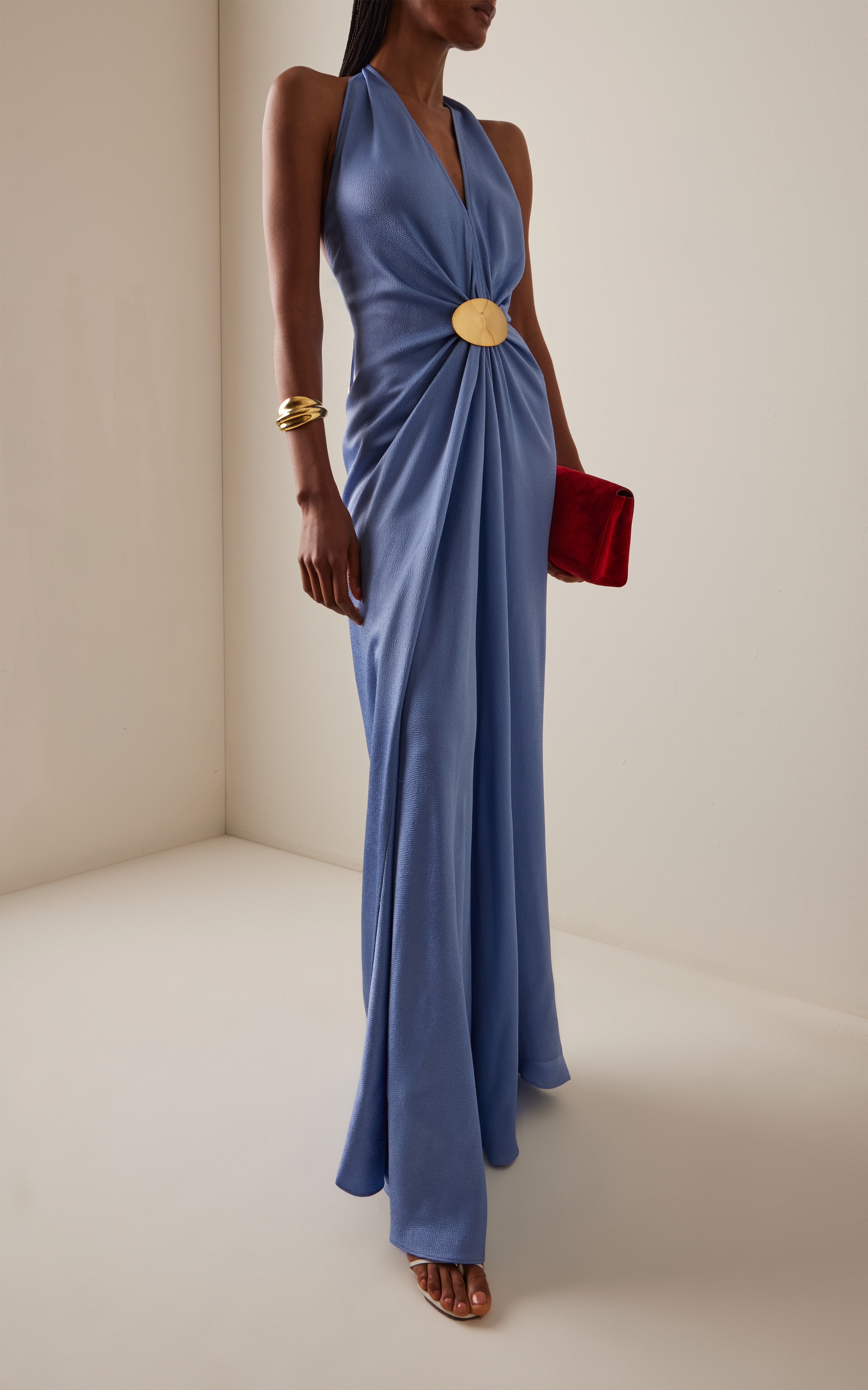 Exclusive Aiko Gathered Satin Maxi Dress