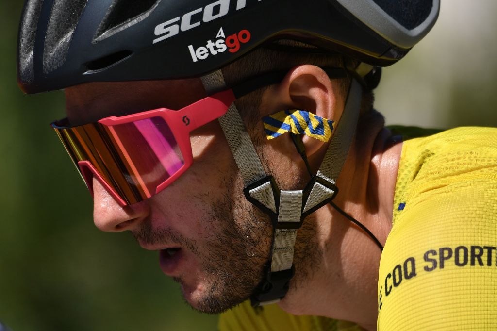 Team Mitchelton rider Great Britains Adam Yates wearing the overall leaders yellow jersey rides during the 6th stage of the 107th edition of the Tour de France cycling race 191 km between Le Teil and Mont Aigoual on September 3 2020 Photo by Marco Bertorello AFP Photo by MARCO BERTORELLOAFP via Getty Images