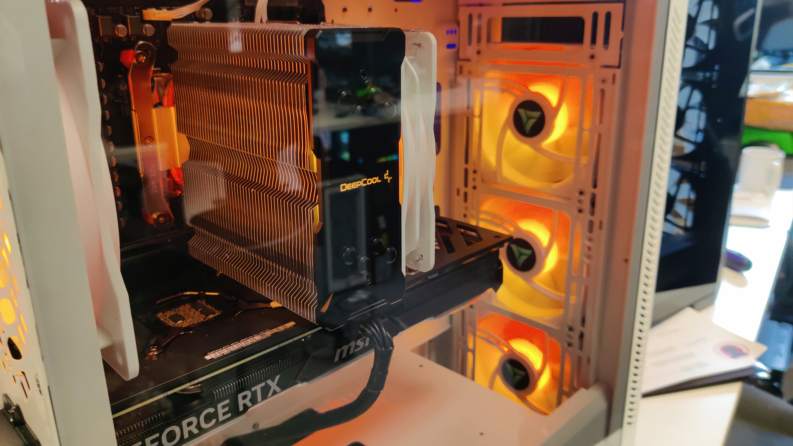 The VRLA Tech Gaming PC in orange.