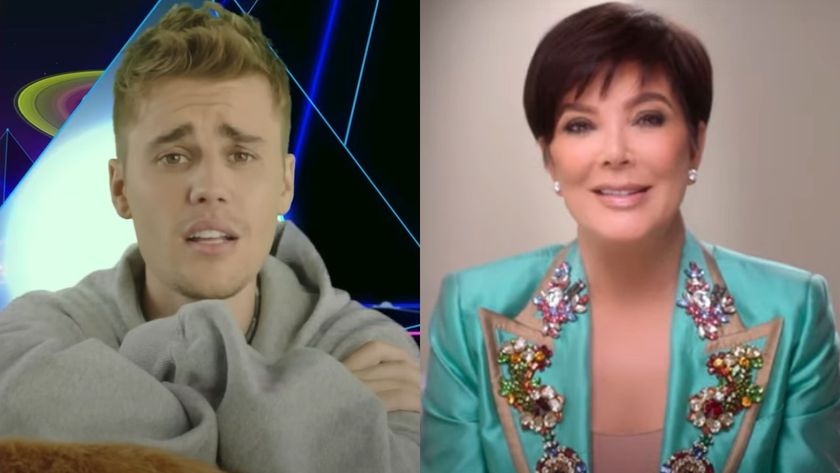 Justin Bieber in the &quot;I Don&#039;t Care&quot; music video and Kris Jenner on The Kardashians.