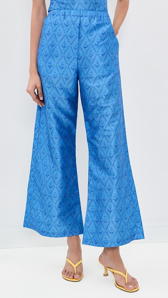 The Nicole Pants - Sapphire Lattice Floral