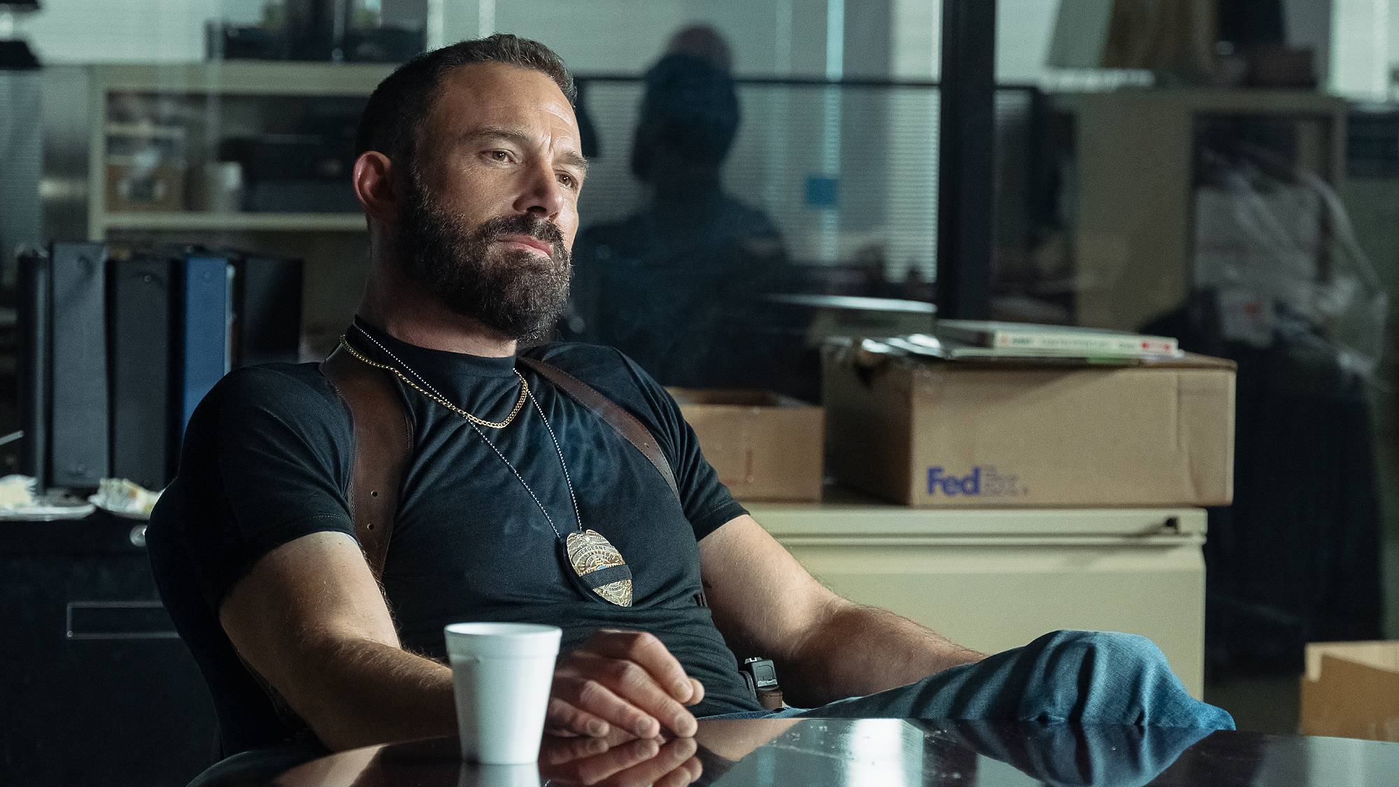 Ben Affleck as Detective Sergeant J.D. Byrne in "The Rip" on Netflix