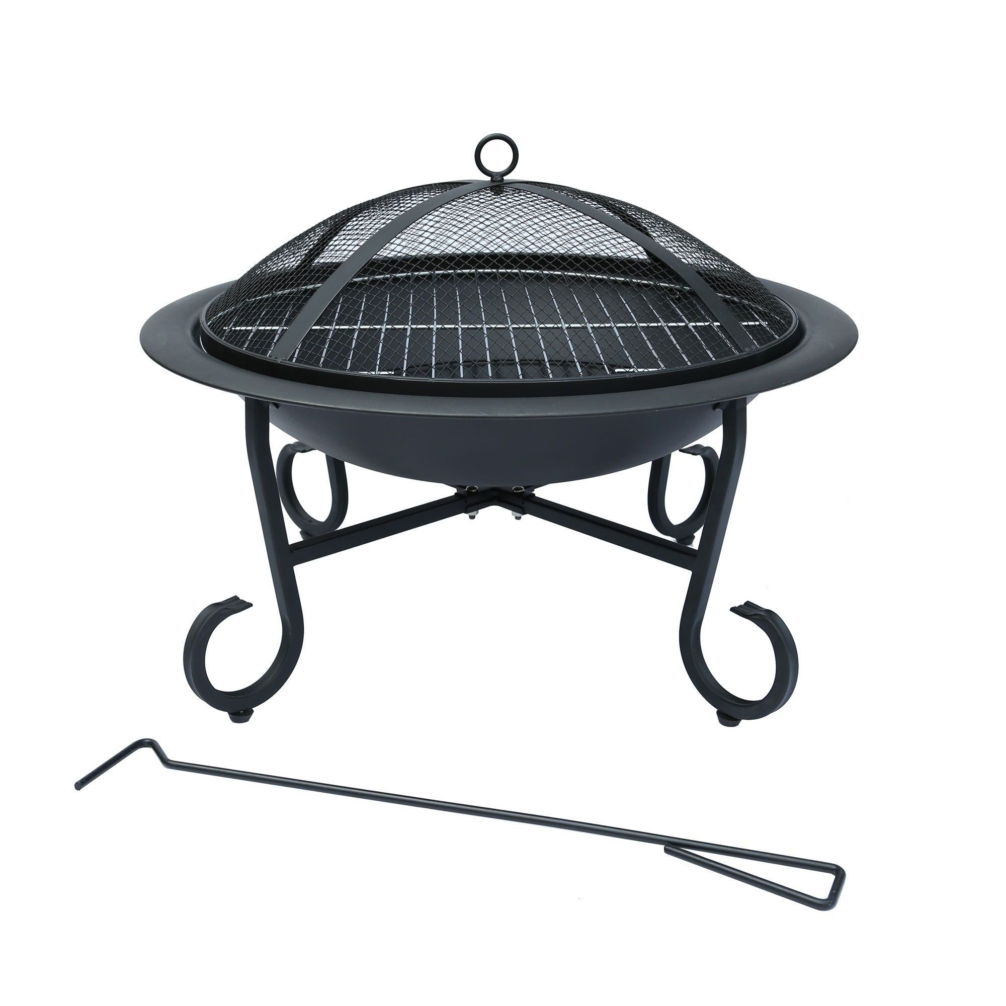 Charles Bentley Snug 56cm Round Outdoor Garden Patio Fire Pit Heater Open Bowl Black