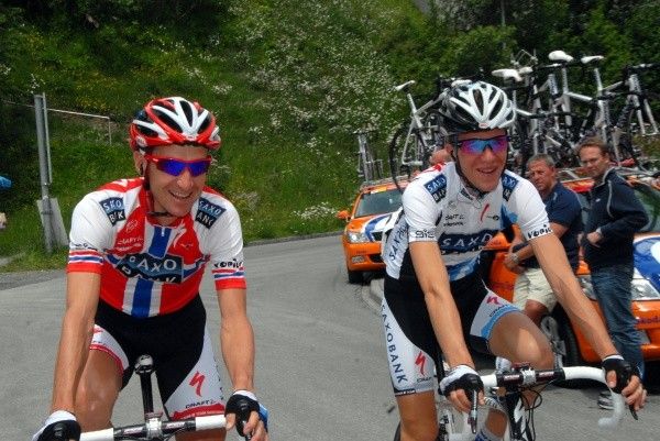 Kurt-Asle Arvesen and Chris Anker S&oslash;rensen (Saxo Bank)