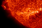 This still shows the sun as it erupted with two prominence eruptions, one after the other over a four-hour period (Nov. 16, 2012). NASA's Solar Dynamics Observatory spacecraft captured the view.