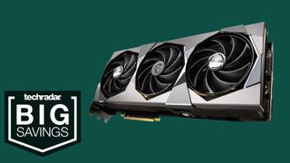 An MSI RTX 4070 Ti against a green background with a TechRadar deals badge