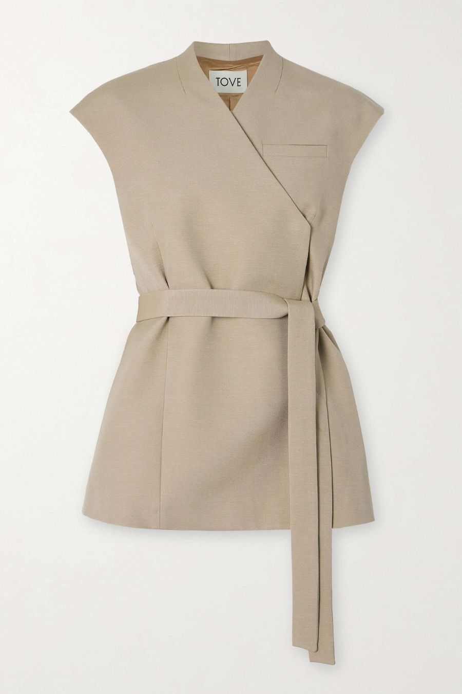 Bonnie Belted Cotton-Blend Wrap-Effect Vest