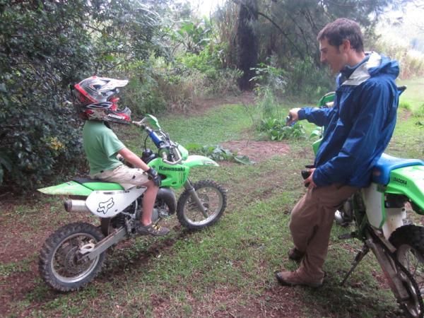 Mike gets some riding tips... from local ripper, Keira.
