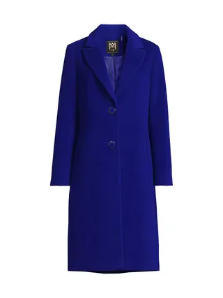 A long wool cobalt blue coat with buttons