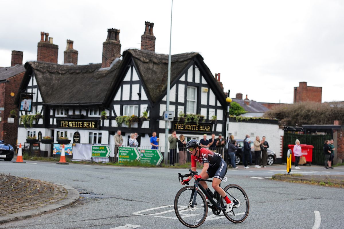 Jo Tindley (Pro-Noctis-200&deg; Coffee-Hargreaves Contracting) continues solo from the breakaway