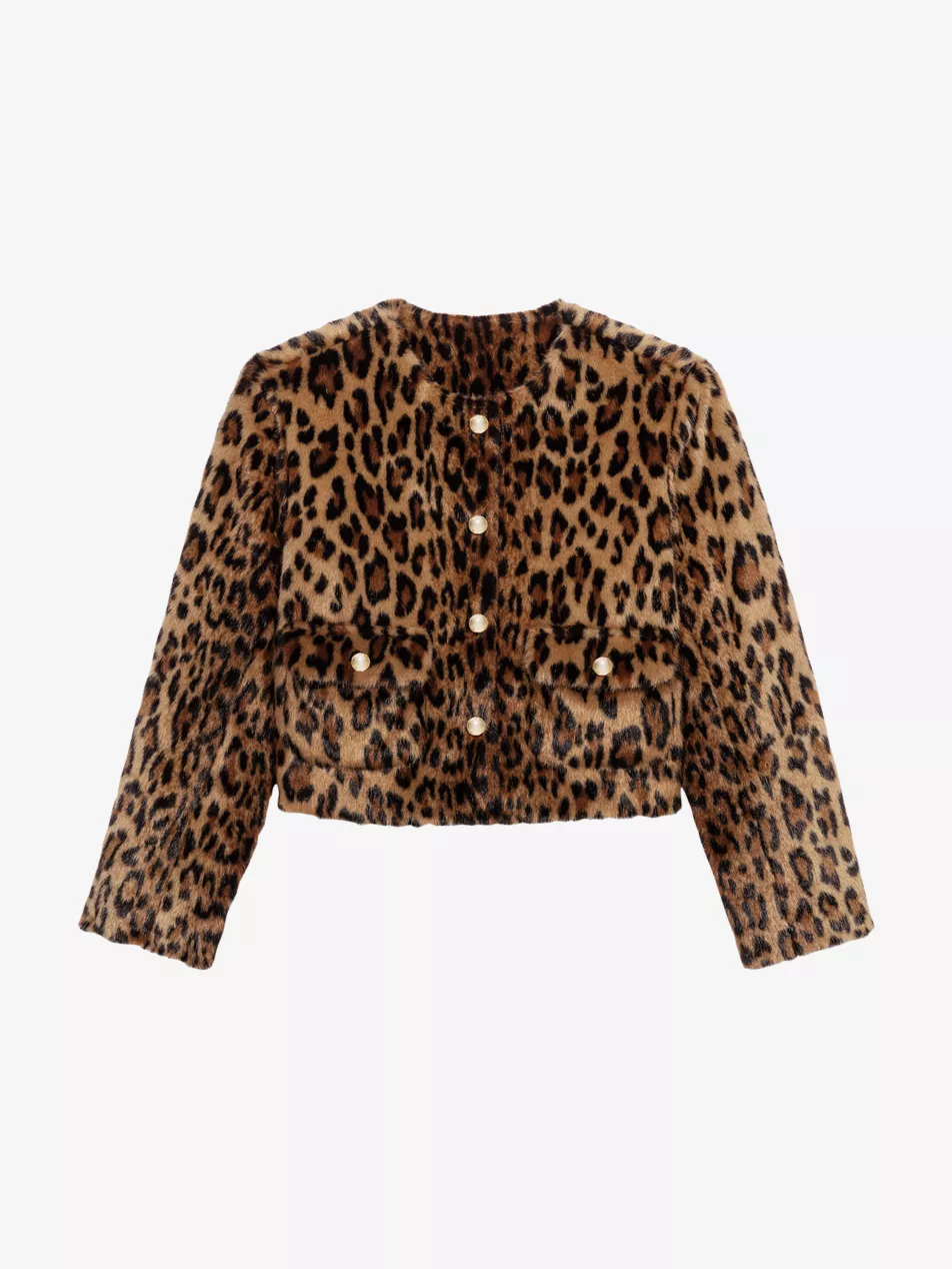 Leopard-Print Faux-Fur Jacket
