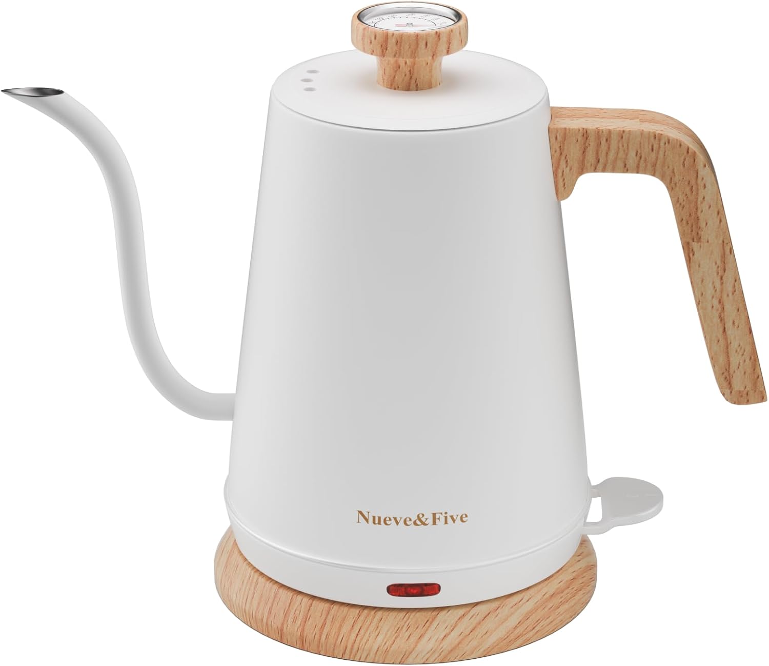 Nueve&amp;amp;five Gooseneck Electric Kettle With Thermometer,electric Tea Kettle 1l With Auto Shut-Off,1000w Hot Water Kettle of Stainless Steel for Coffee &amp;amp; Tea -White