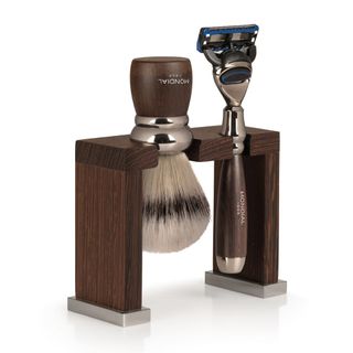 'Prestige' Wengé Wood Shaving Set with Super Badger Brush & Razor