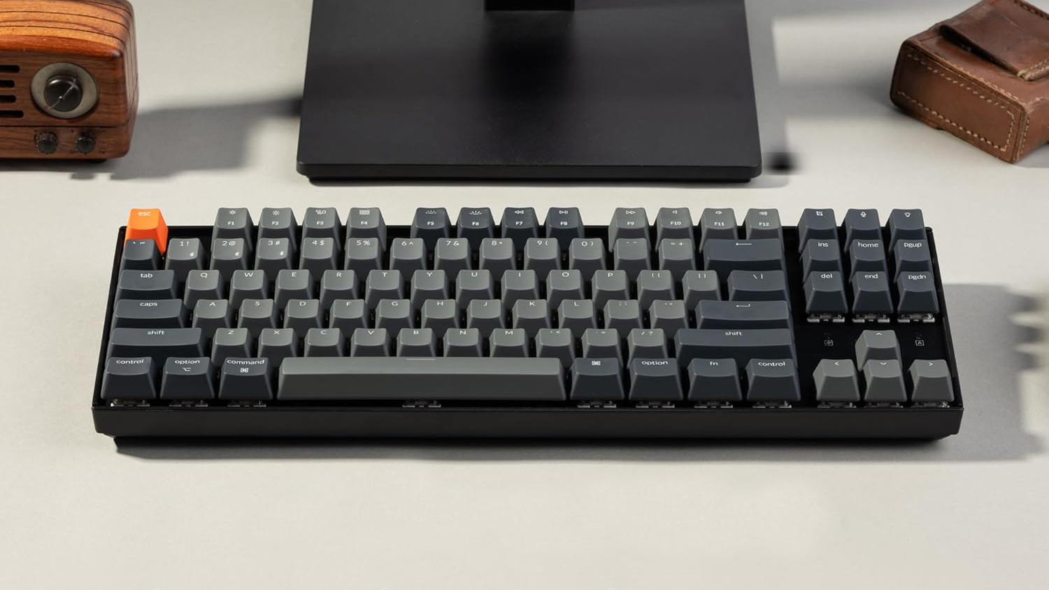Keycgron K8 wireless keyboard on a desk