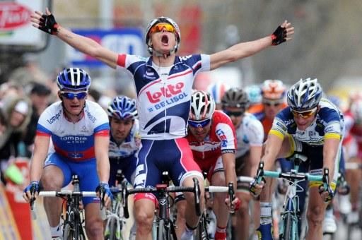 Gianni Meersman (Lotto-Belisol) takes the win on stage 4 of Paris-Nice