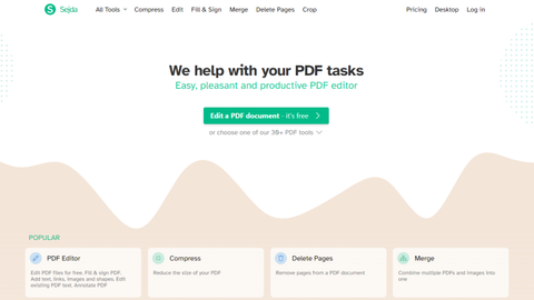 Sejda PDF editor during our review