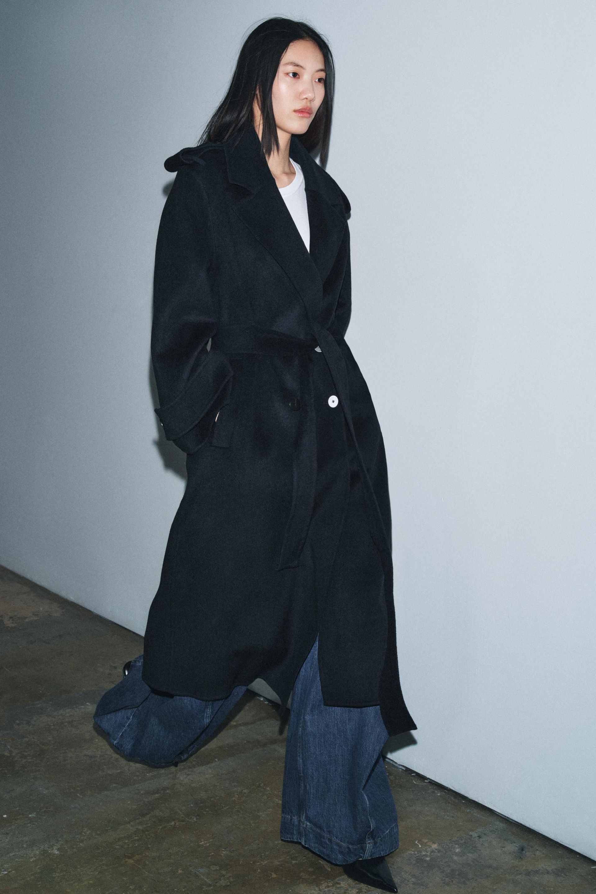 Long Wool Blend Coat Zw Collection Limited Edition