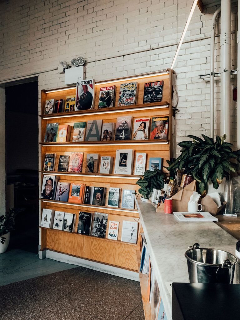 The interiors of Public Records' Cafe Public, part cafe destination part creative hub.