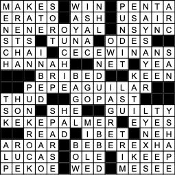 A solved crossword puzzle.