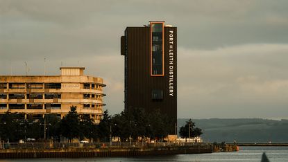 Port of Leith vertical distillery seen from the water