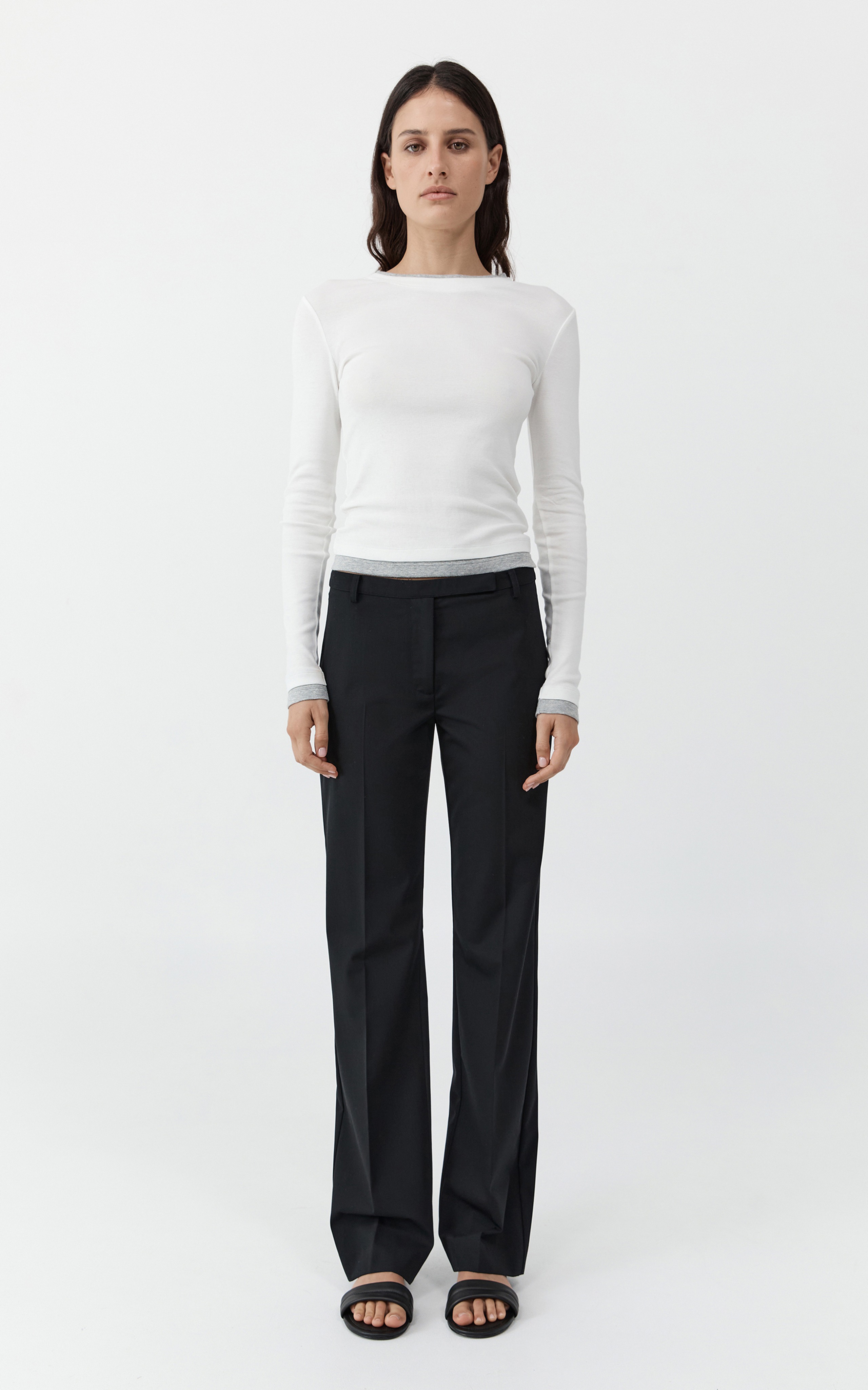 90s Low-Rise Wool Straight-Leg Pants
