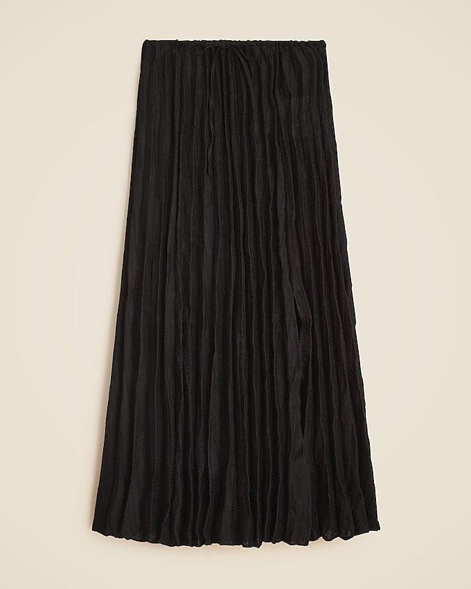 Pleated Drawstring Maxi Skirt in Linen Blend