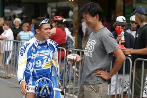Simon Gerans (Ag2R) chats with Cyclingnews journo Anthony Tan
