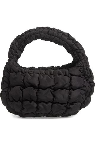 Micro Quilted Cotton Blend Top Handle Bag