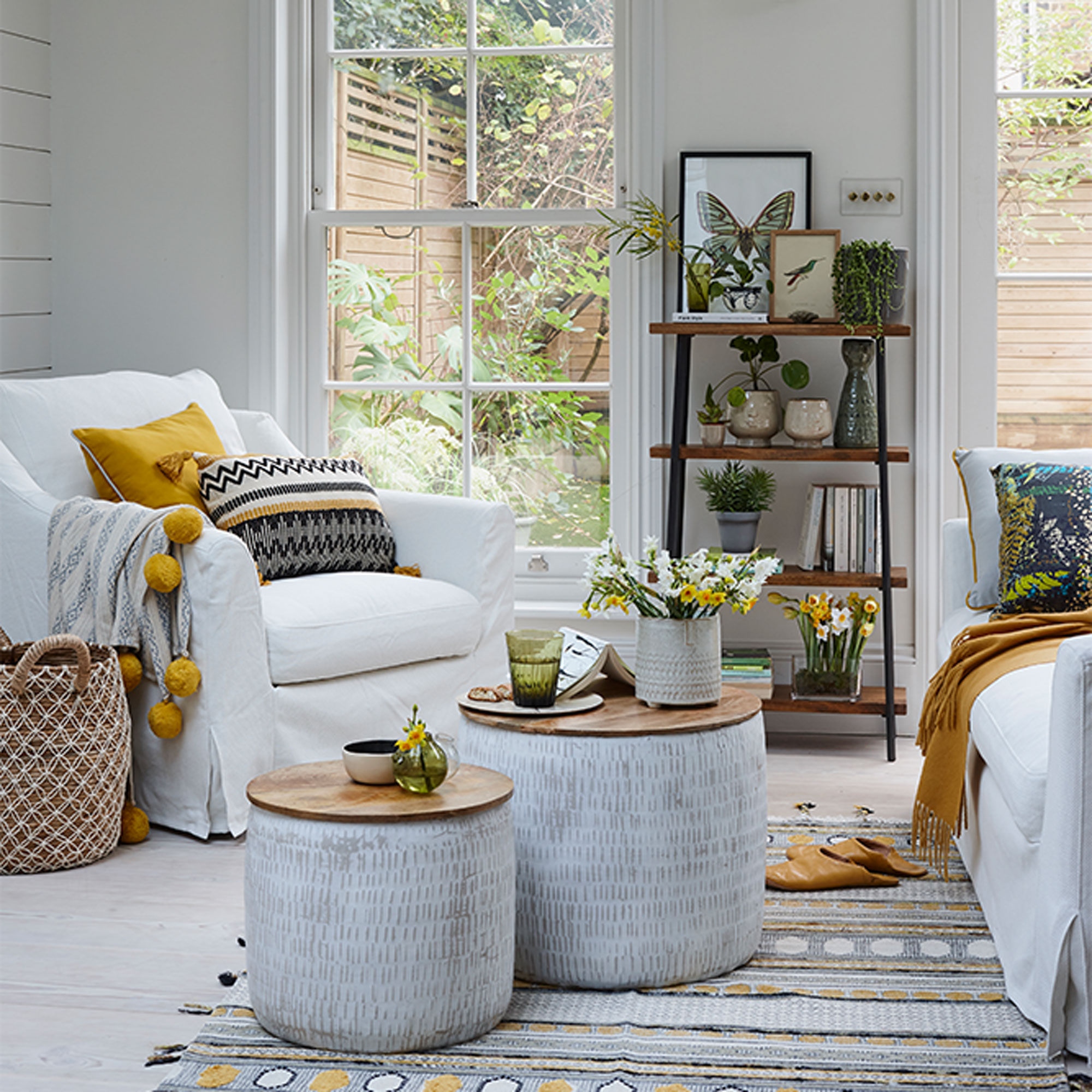 grey white and beige living room