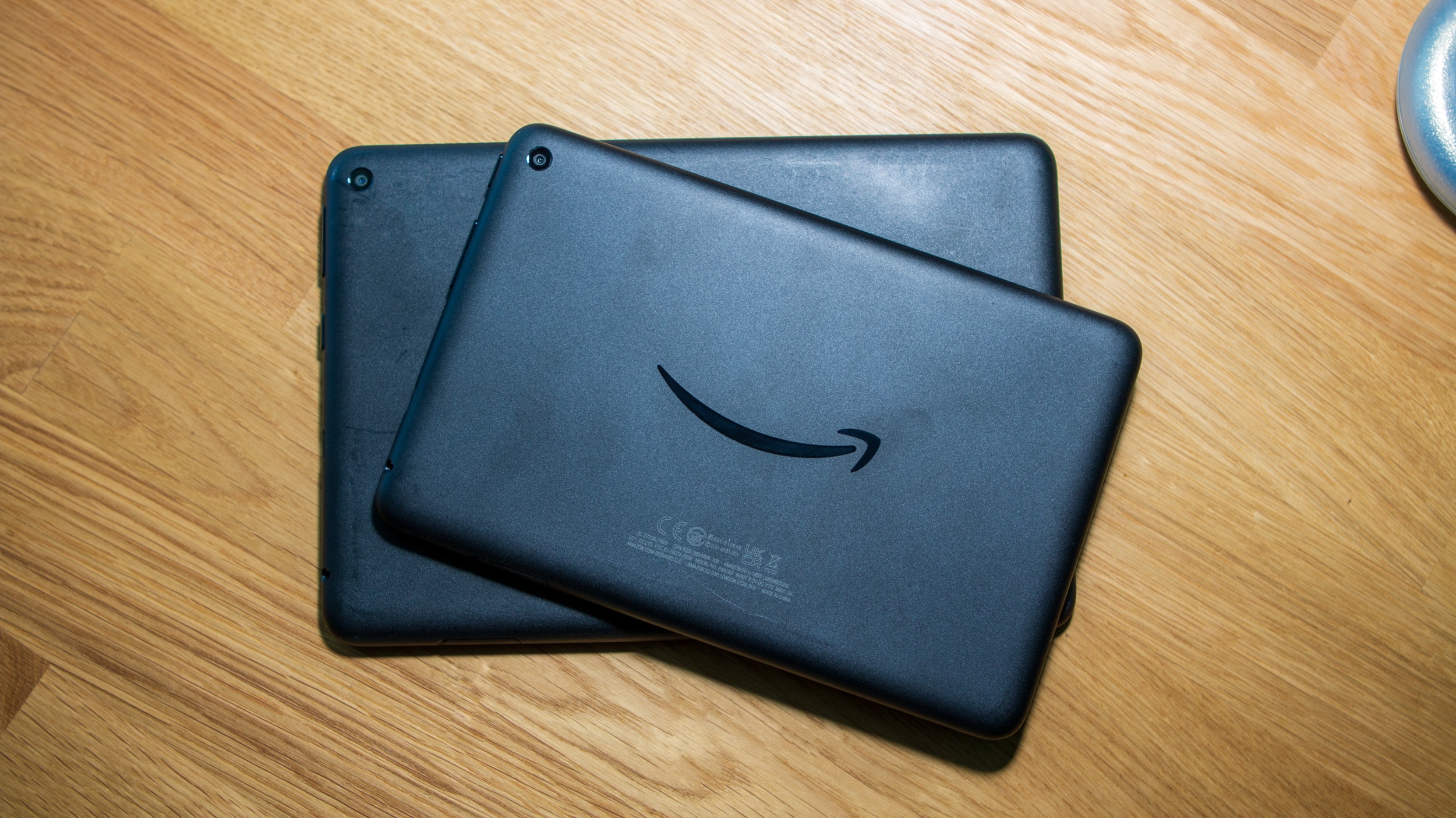 Amazon Fire 7 (2022) stacked on top of Fire HD 8 Plus