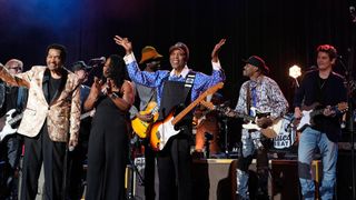 Bobby Rush, from left, Shemekia Copeland, Buddy Guy, Eric Gales and John Mayer perform at Buddy's Got the Blues: A 90th Birthday Concert Celebration at the Radio City Music Hall in New York, Thursday, Oct. 1, 2026.