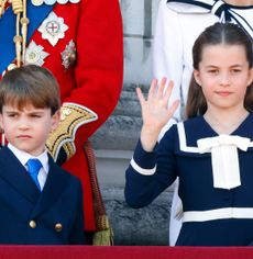 Prince Louis and Princess Charlotte waving 