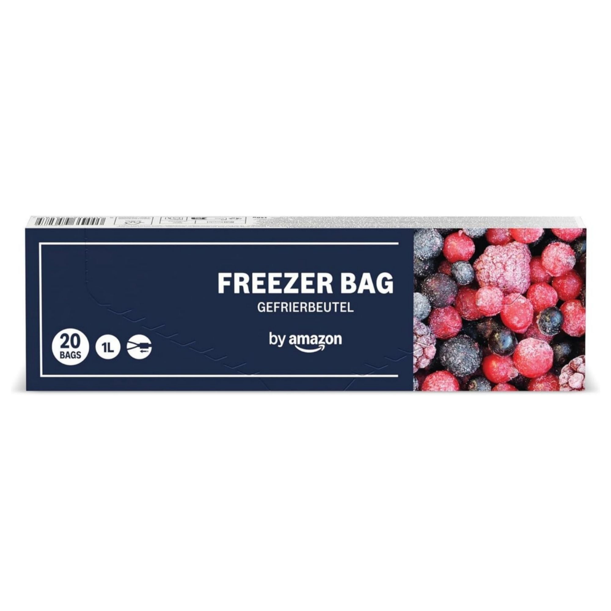 by Amazon 1 Litre Freezer Bags with Glide Closure, Pack of 20