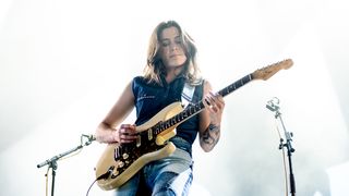 Rebecca Lovell from Larkin Poe performs on the Heineken stage during day 2 of NOS Alive Festival 2024 on July 12, 2024 in Lisbon, Portugal