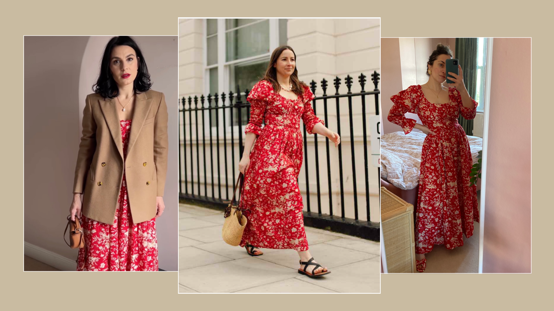 Three influencers in the Doen Maribel dress