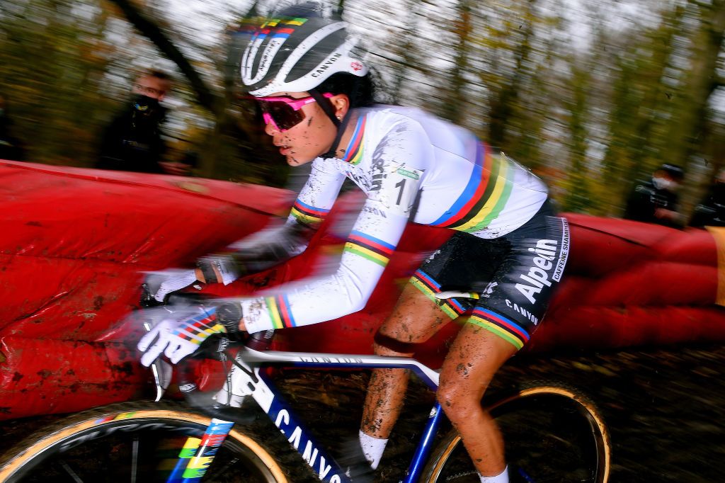 ANTWERPEN BELGIUM DECEMBER 13 Ceylin Del Carmen Alvarado of The Netherland and Team AlpecinFenix during the 21st Superprestige Gavere 2020 Women Elite Superprestige2021 SPGavere SuperprestigeCX on December 13 2020 in Antwerpen Belgium Photo by Luc ClaessenGetty Images