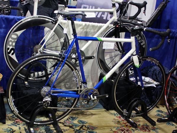 Rich Adams displayed this fetching blue-and-white road bike.