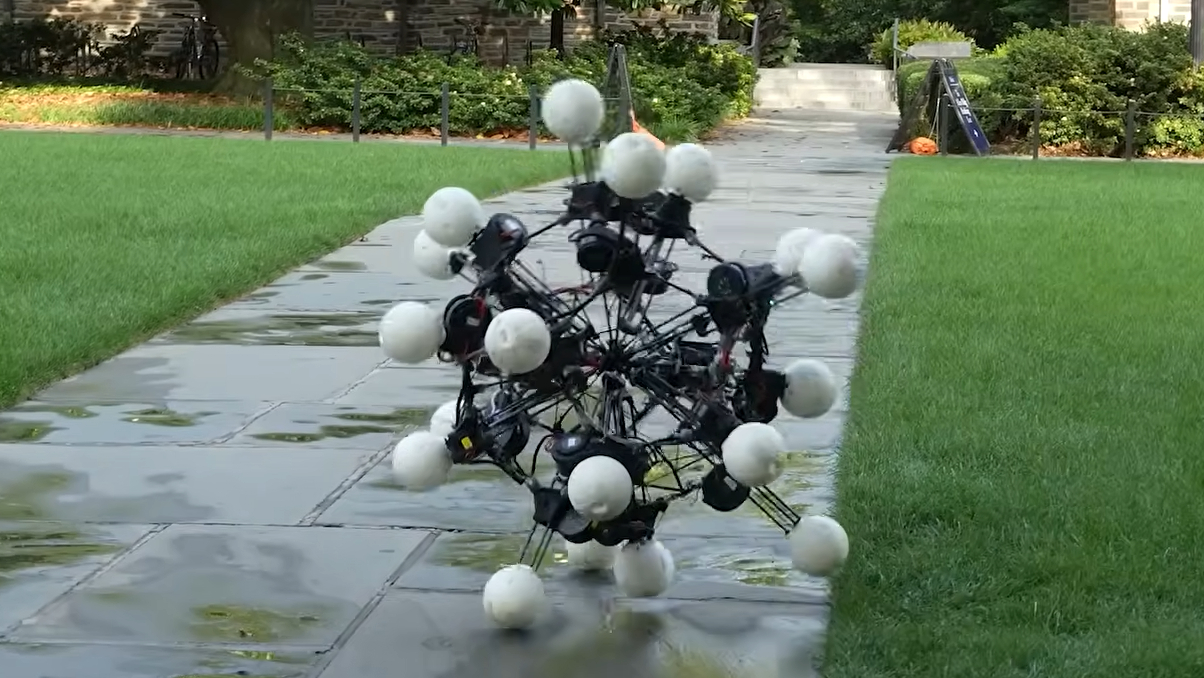 An Argus robot developed by General Robotics Lab at Duke University, walking on a path.