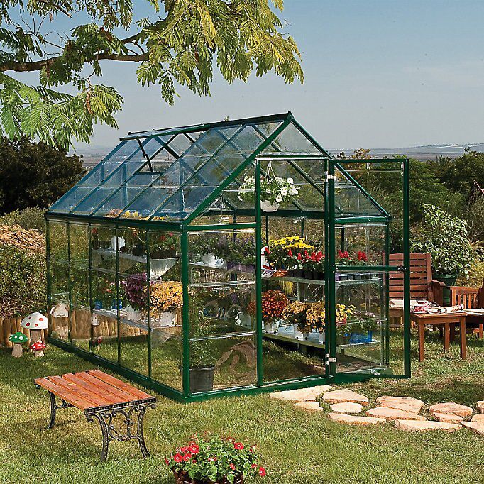Palram - Canopia Harmony 10x6 Ft Green Aluminium Apex Greenhouse With Polycarbonate (pc) Glazing
