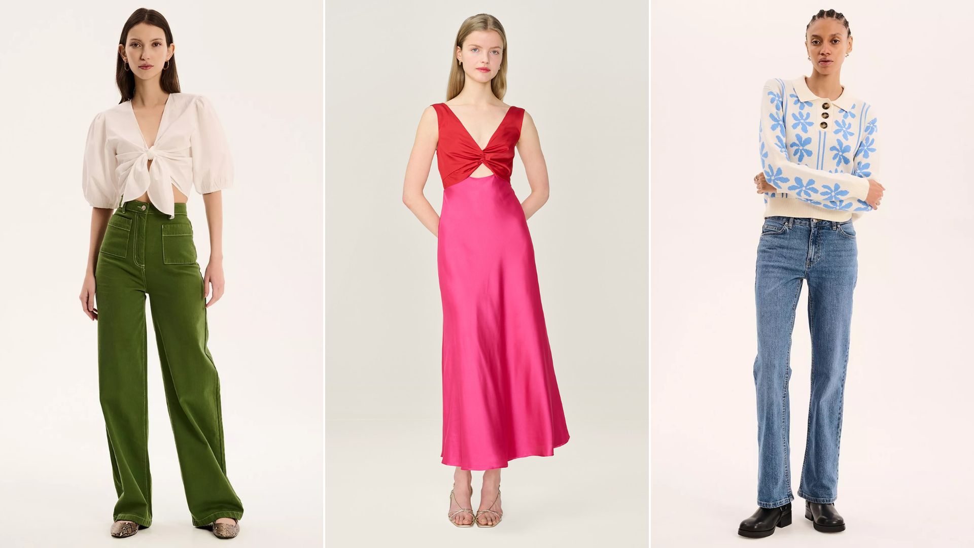 Three models wearing Omnes outfits