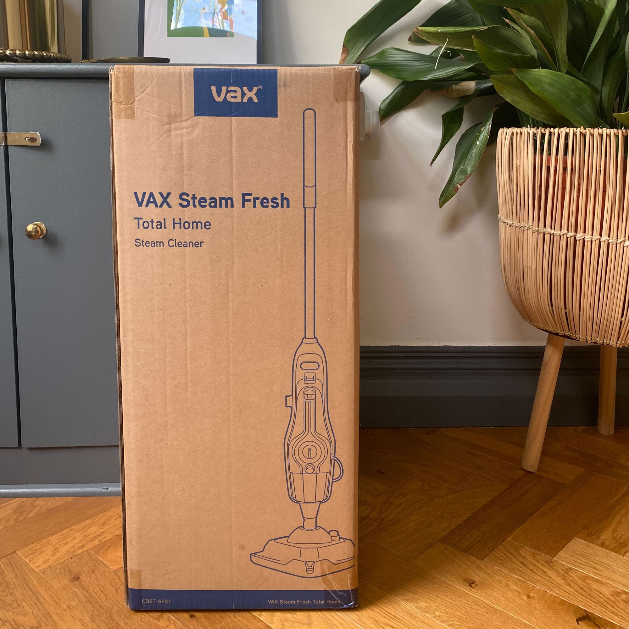 VAX steam fresh total home steam cleaner in a hallway