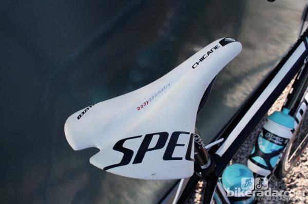Tom Boonen (Omega Pharma-Quick Step) perches himself atop Specialized's Body Geometry Chicane saddle.
