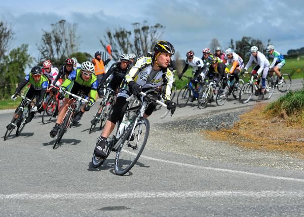 Paul Odlin (Subway Pro Cycling) leads the peloton