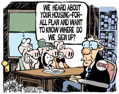 Political Cartoon U.S. Bernie Medicare For All Sign Up