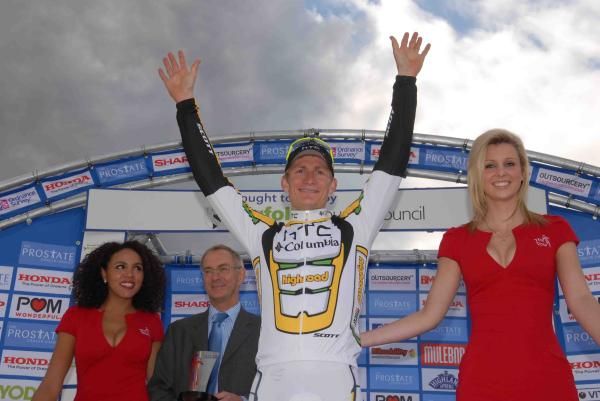 Andre Greipel celebrates his second win in the Tour of Britain