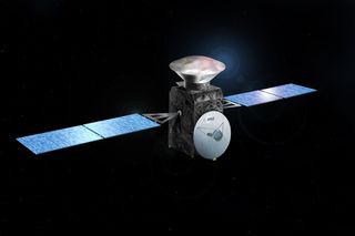 Artist's concept of the NASA/ESA ExoMars 2016 spacecraft in flight. It consists of the Trace Gas Orbiter and a lander called the Entry, descent and landing Demonstrator Module (EDM).