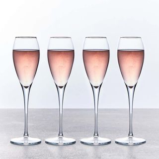 four champagne flutes