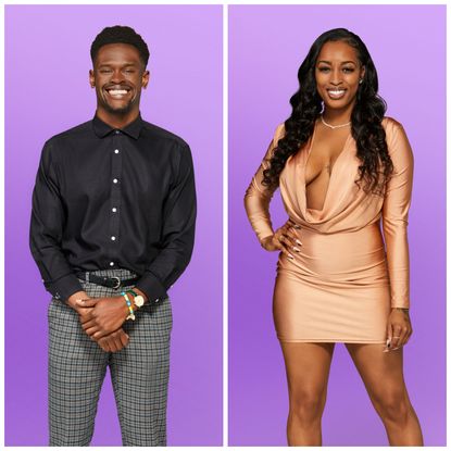 a split image of edmond and Kalybriah from love is blind season 9