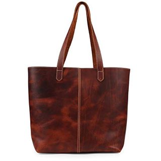 Bolsa Tote De Couro Genuíno Feita À Mão Londo Para Mulheres - Bolsa De Ombro Para Laptop - Bolsa De Trabalho Vintage Elegante De Grande Capacidade Para Professor, Bolsa Para Trabalho, Escritório, Faculdade, Escola - Serve Para Laptop De 13 Polegadas