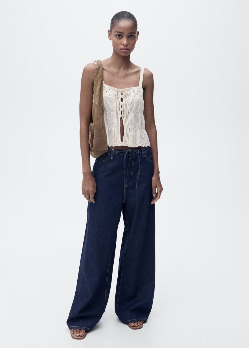 MANGO, Combined Top With Openwork Details 